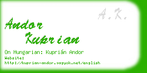 andor kuprian business card